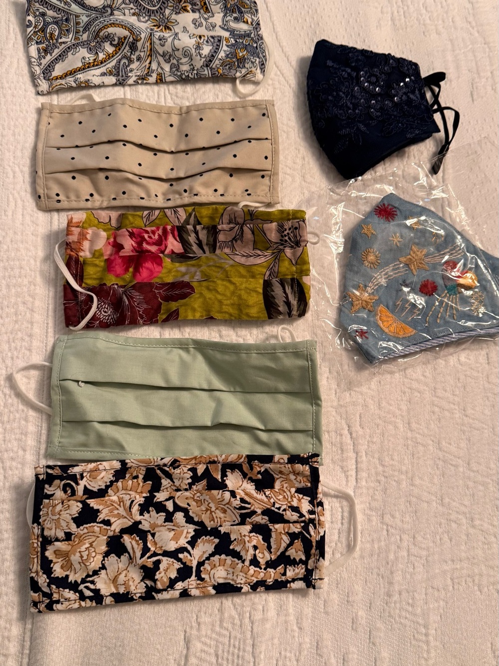 Assorted Women's Reusable Face Mask Set - Floral, Sage, Navy, Cream and custom.